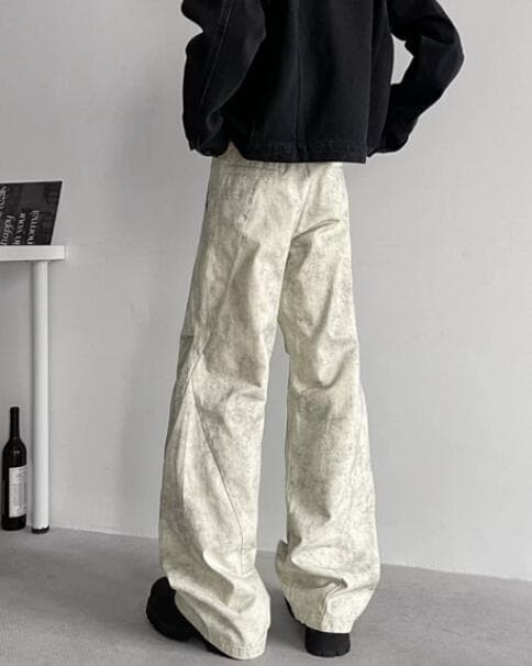 白パンツ メンズ ワイドパンツ ゆったり白系ボトムス