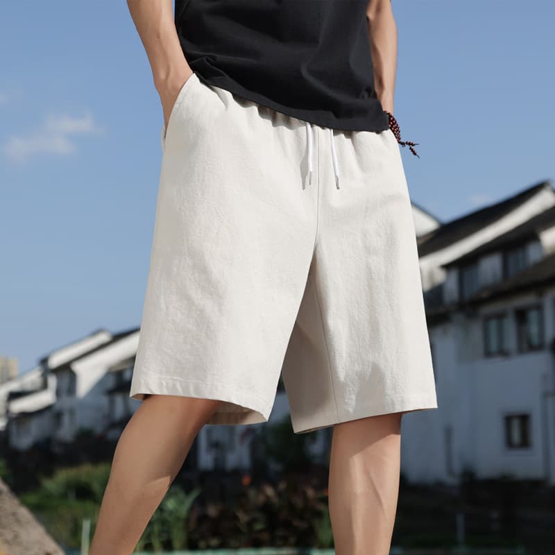 白パンツ リラックスハーフパンツ