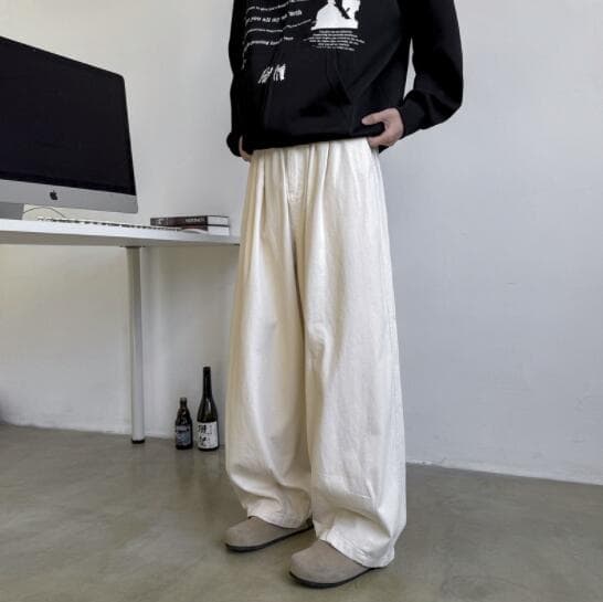 メンズ ワイド カーゴ 白パンツ ゆったり