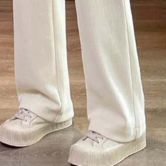 白パンツ あったか裏起毛ストレートパンツ