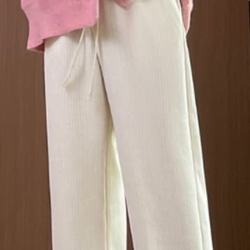 白パンツ あったか裏起毛ストレートパンツ
