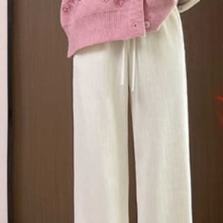 白パンツ あったか裏起毛ストレートパンツ