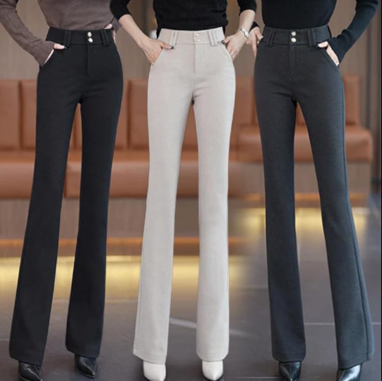 白パンツ 美脚シルエット ストレートパンツ