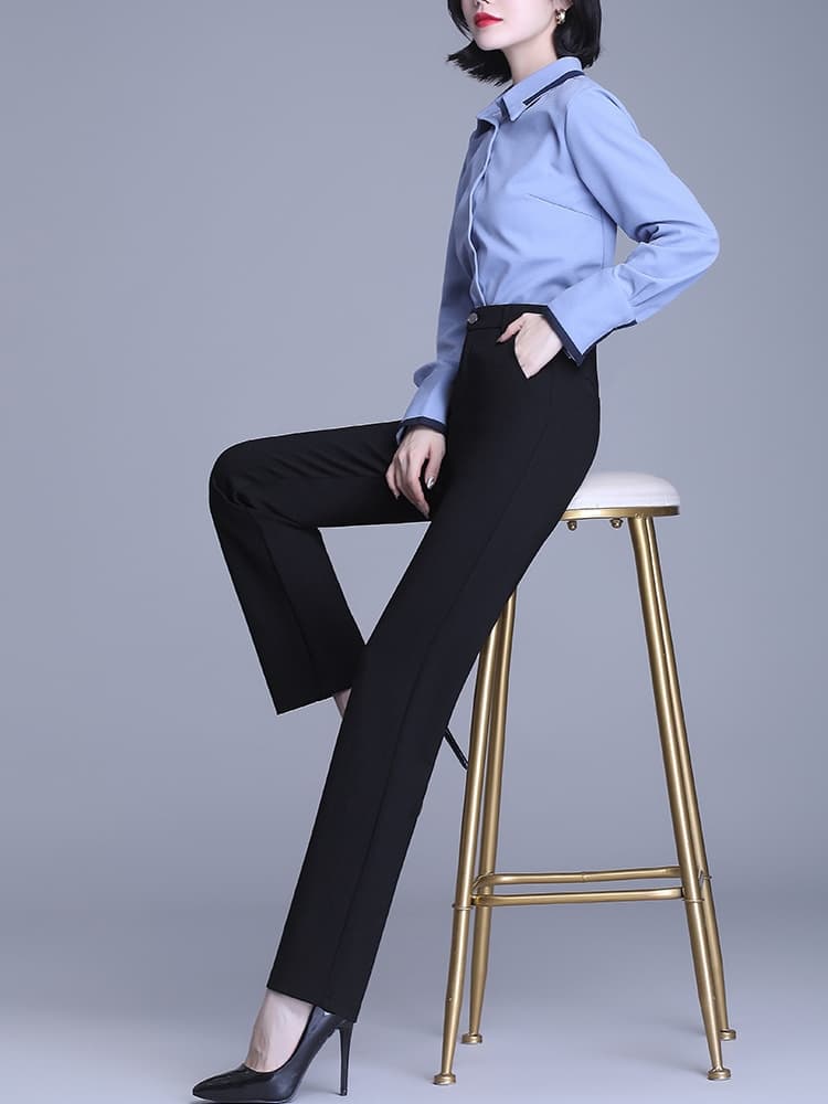 白パンツ オフィス仕様 すっきりストレートパンツ