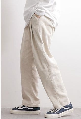 白パンツ コーデュロイリラックスパンツ