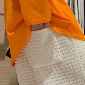 白パンツ 格子模様ストレートハーフパンツ