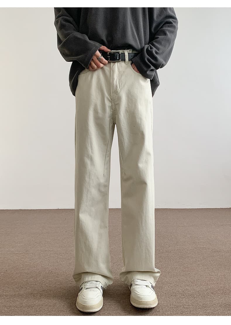 白パンツ ゆったりストレート デニムパンツ