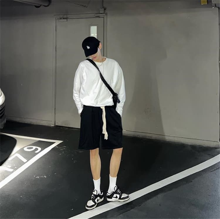 白パンツ 白ショートパンツ メンズ ゆったり夏物カジュアル ワイド