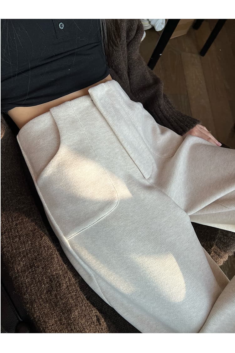 白パンツ ウエスト楽ちんゆったりロングパンツ