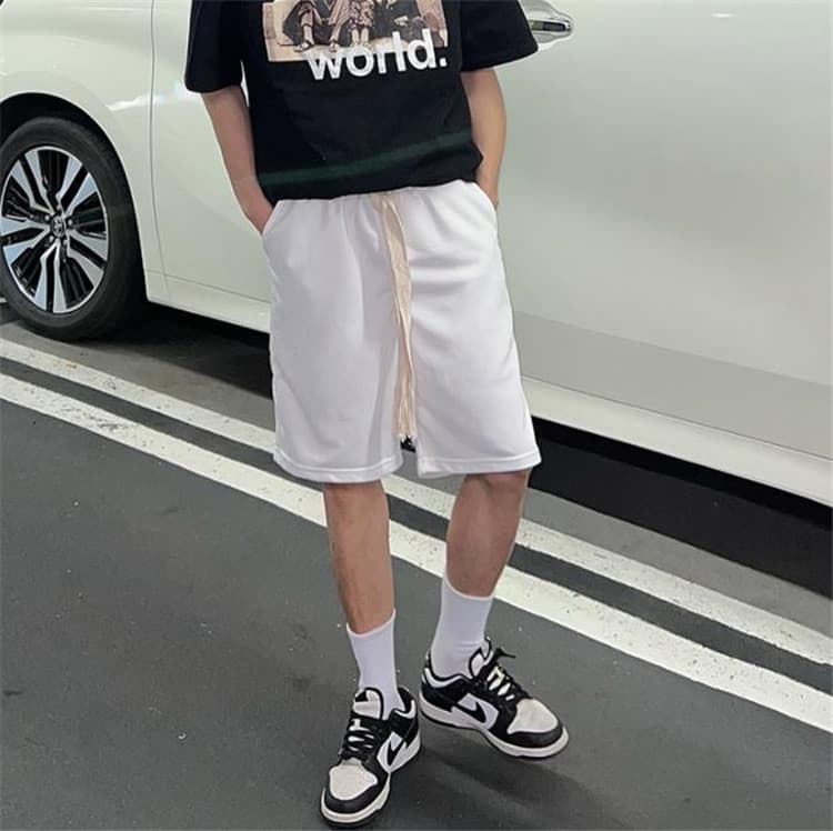 白パンツ 白ショートパンツ メンズ ゆったり夏物カジュアル ワイド