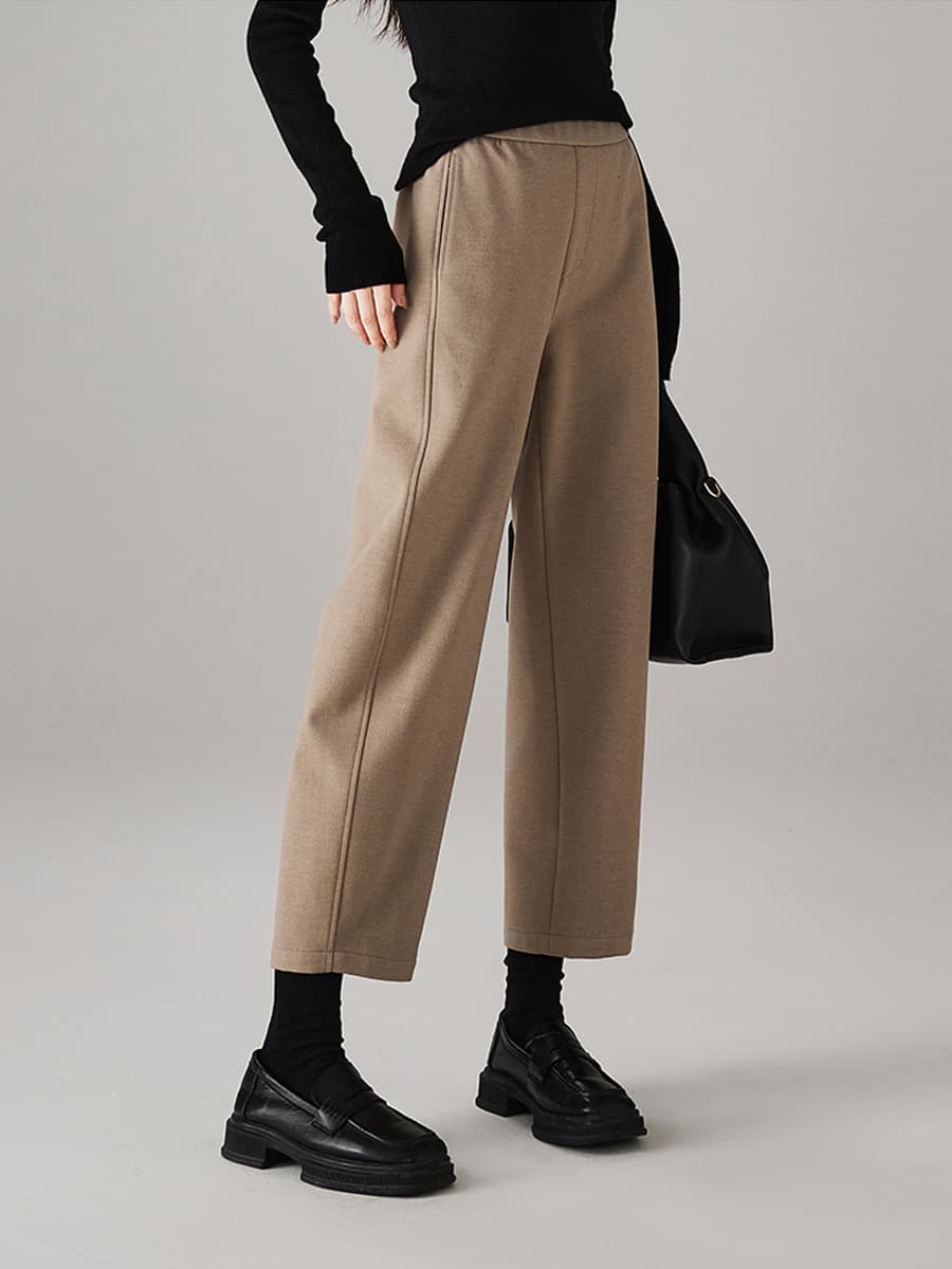 白パンツ あったか裏起毛ストレートパンツ