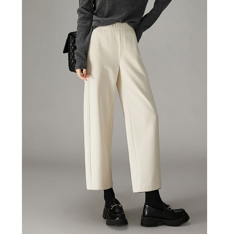 白パンツ あったか裏起毛ストレートパンツ
