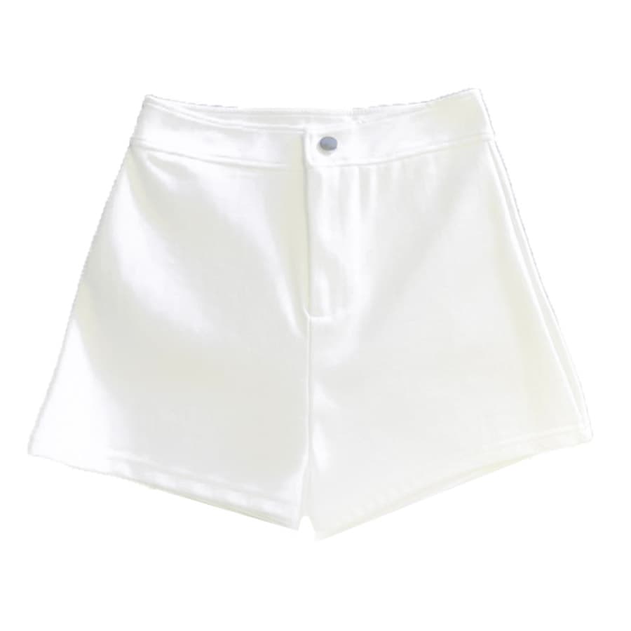 白パンツ シンプル ハイウエストショートパンツ