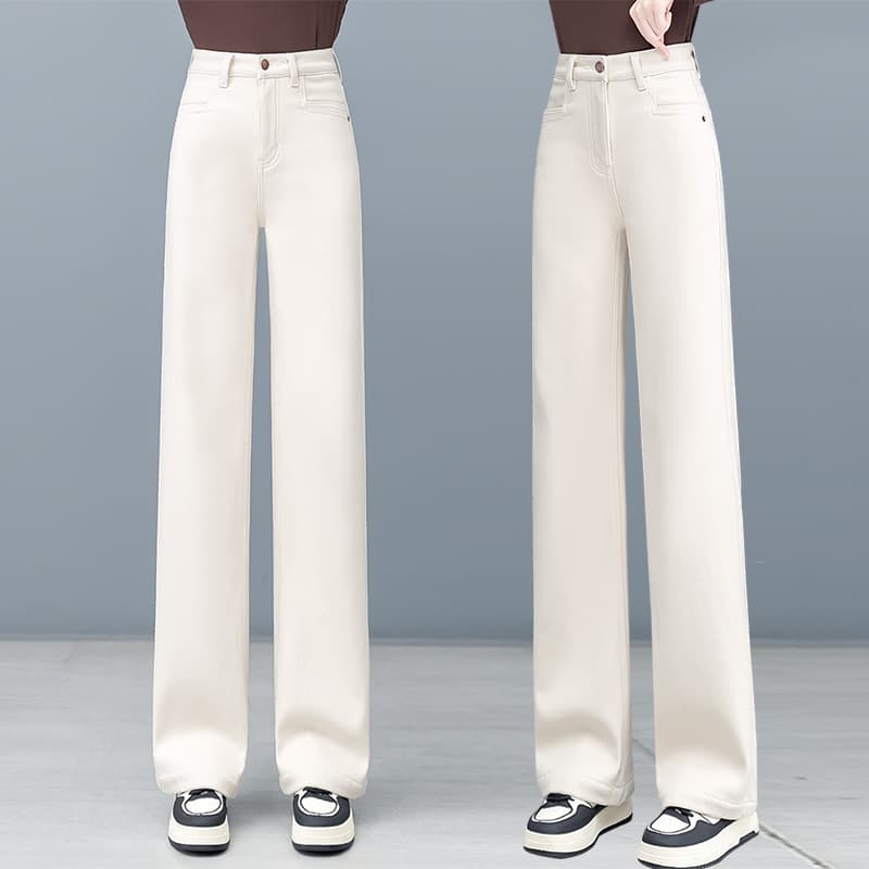 白パンツ レディース ストレート美脚パンツ