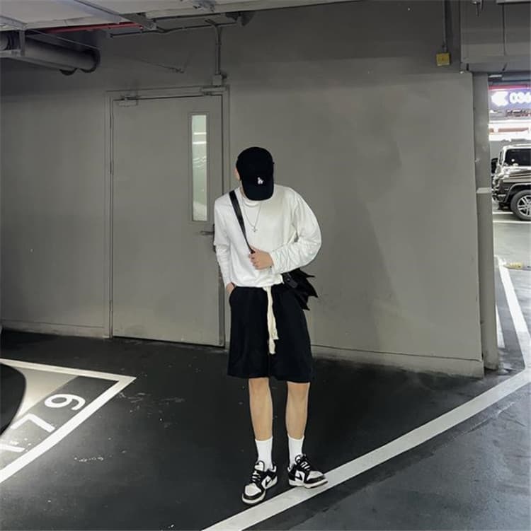 白パンツ 白ショートパンツ メンズ ゆったり夏物カジュアル ワイド