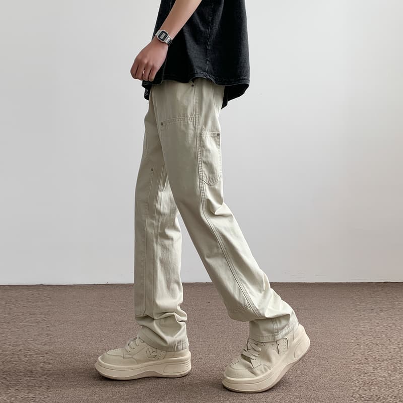 白パンツ カジュアルストレートワークパンツ