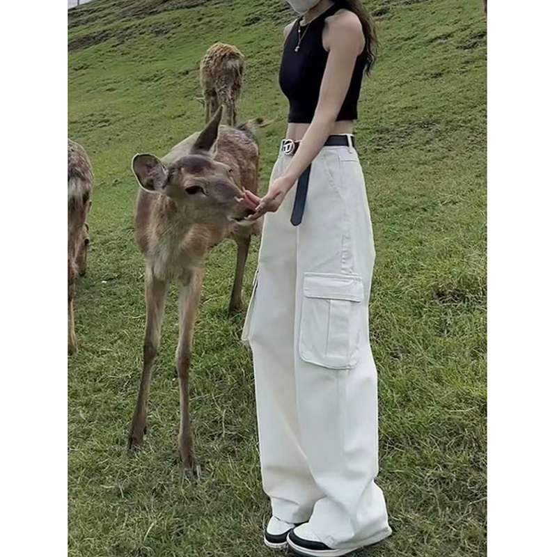 白パンツ カーゴワイドパンツ