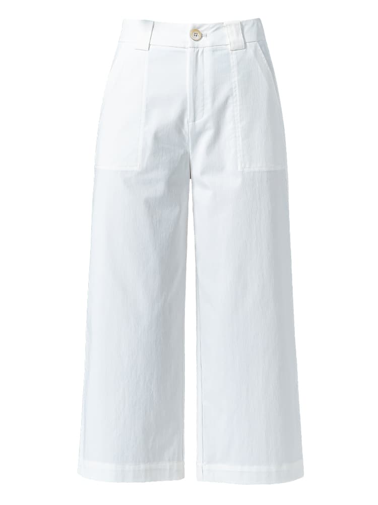 白パンツ クロップド丈ストレートパンツ