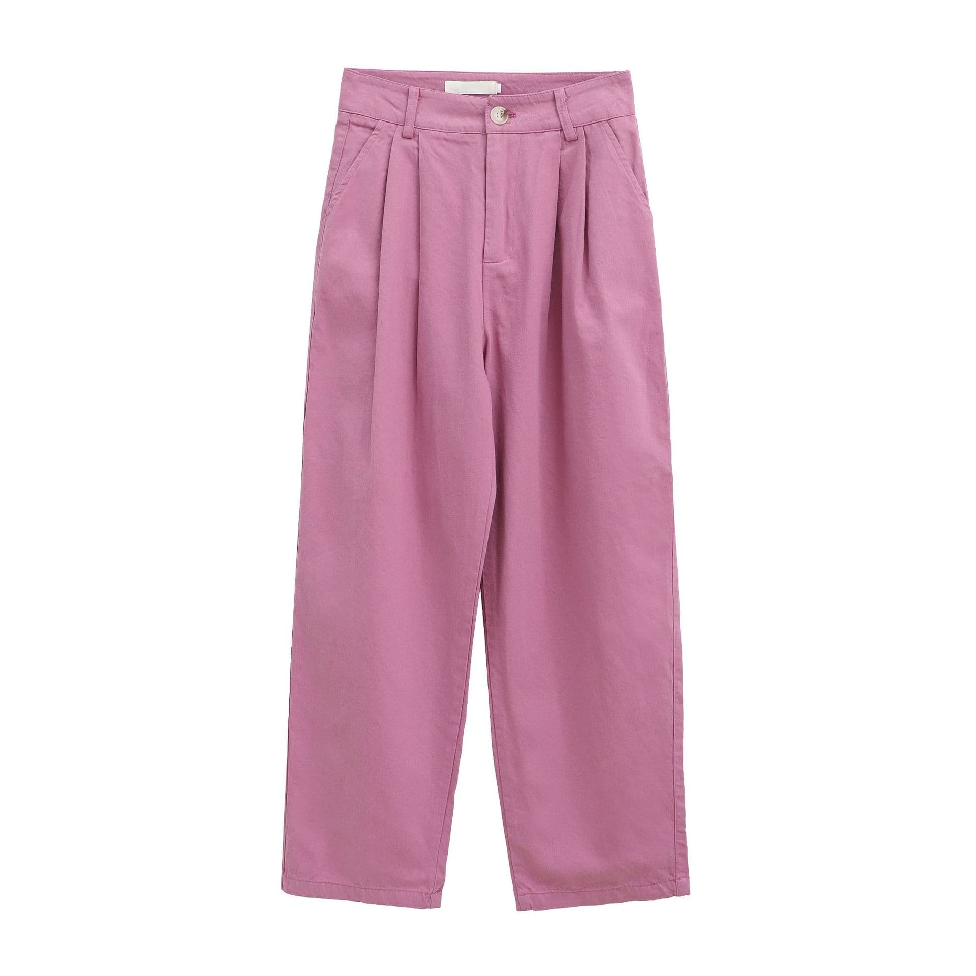 白パンツ タック入りストレートパンツ