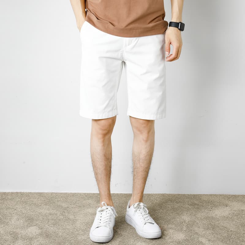白パンツ シンプル短丈カーゴハーフパンツ