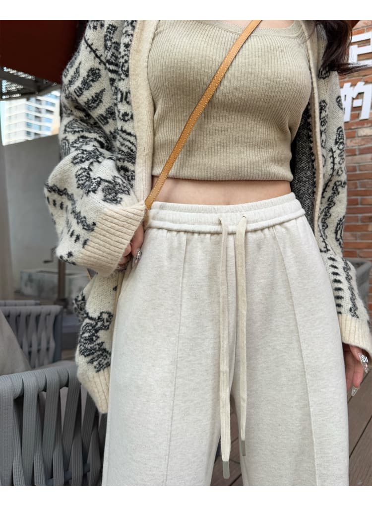 白パンツ リラックスワイドニットパンツ