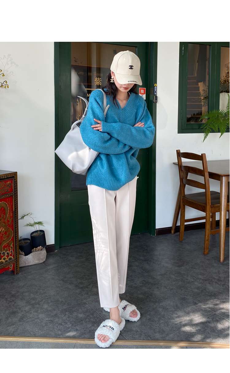 白パンツ センタープレス サイドタック クロップドパンツ