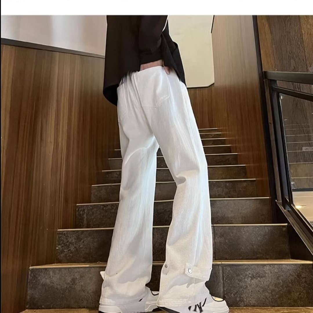 白パンツ ゆったりストレートパンツ