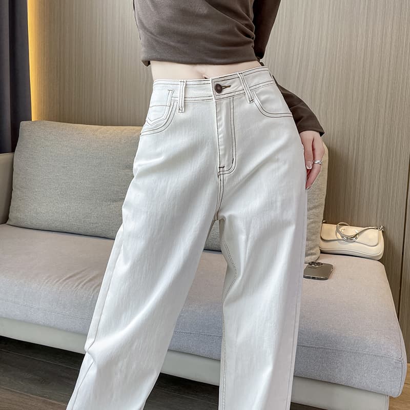 白パンツ ゆったりストレート白パンツ