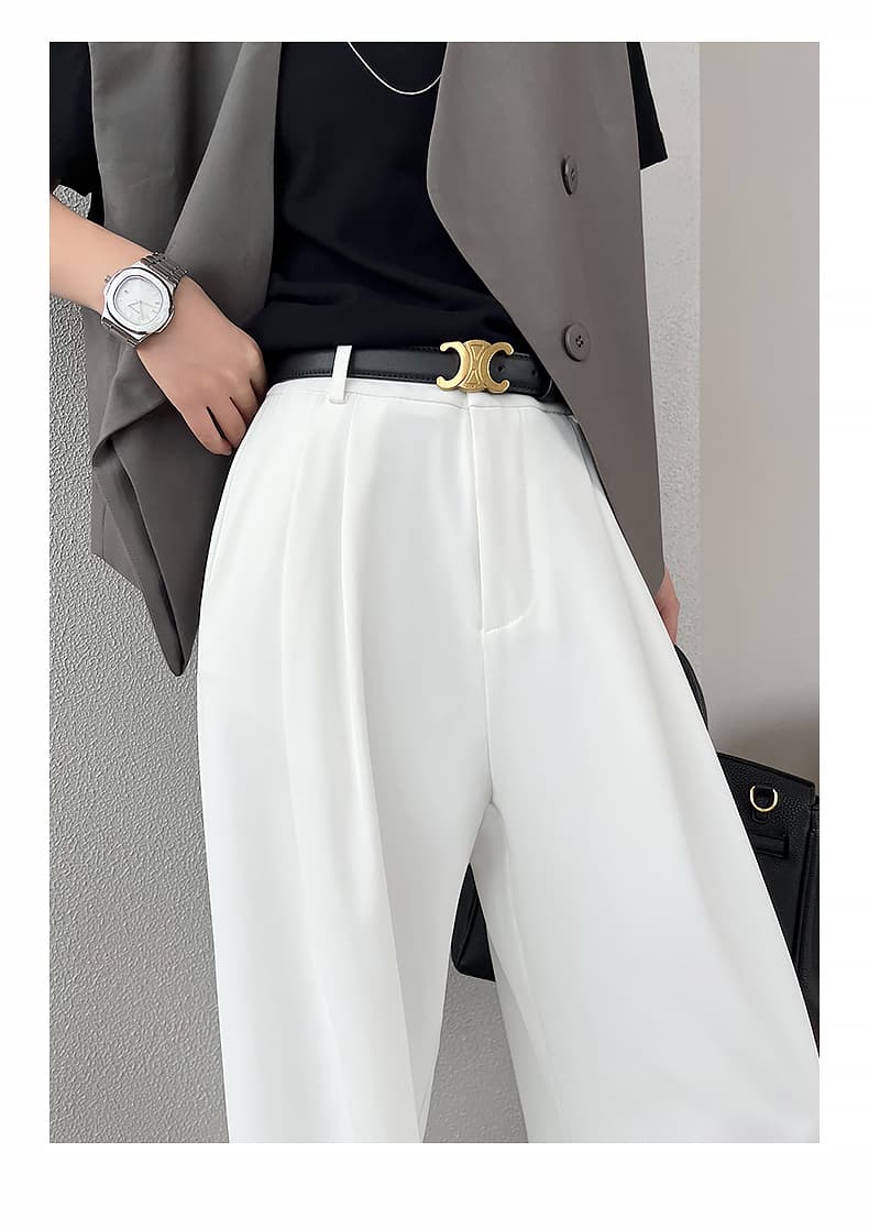 白パンツ ワイドシルエット ドレープスラックス