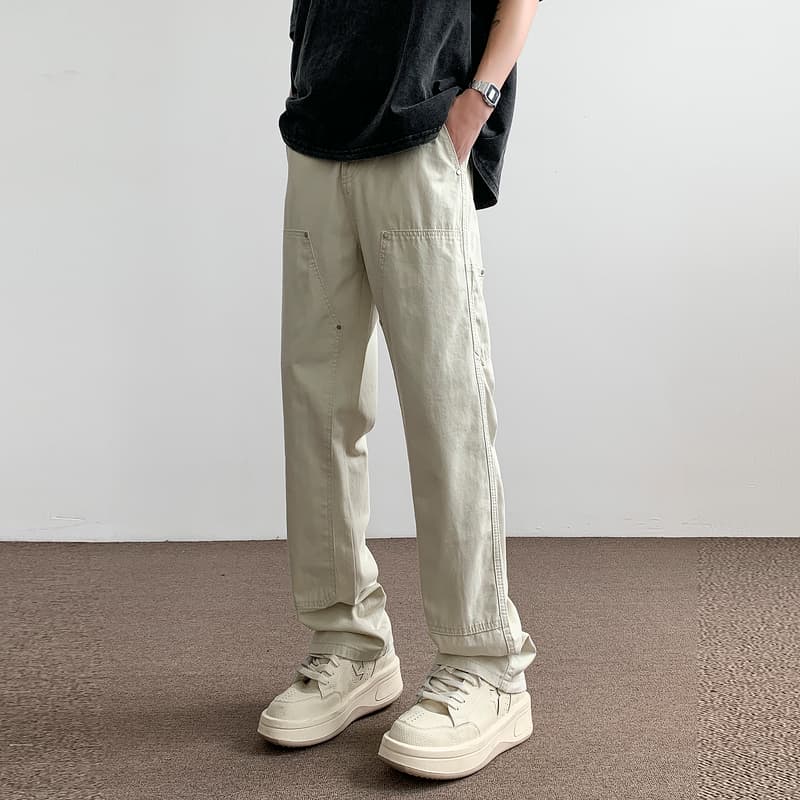 白パンツ カジュアルストレートワークパンツ