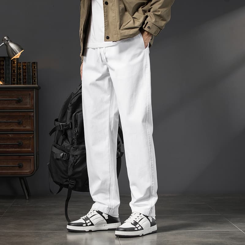 白パンツ ゆったりワイドシルエット ストレートパンツ