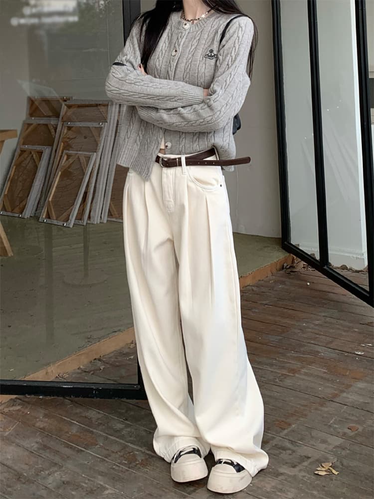 白パンツ クラシックワイドパンツ