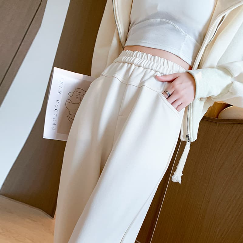 白パンツ ゆったりストレート楽ちんパンツ