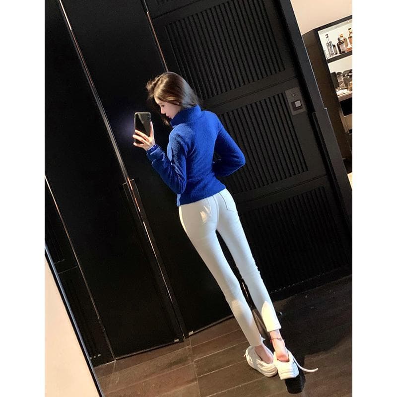 白パンツ ストレッチ美脚パンツ