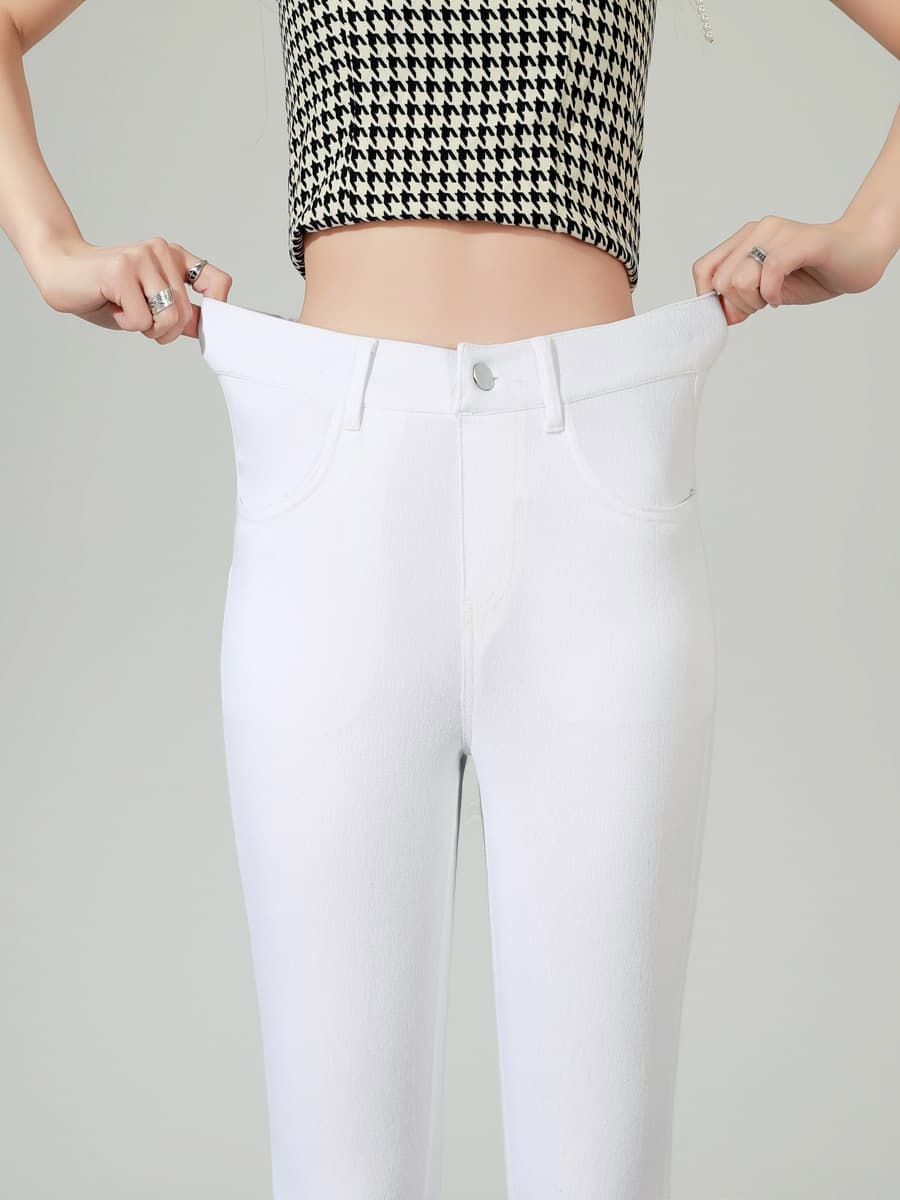 白パンツ すっきり美脚シルエットパンツ