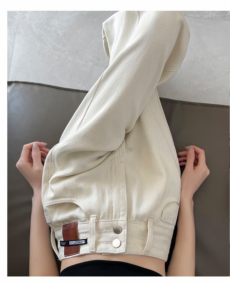 白パンツ ハイウエストデニムワイドパンツ