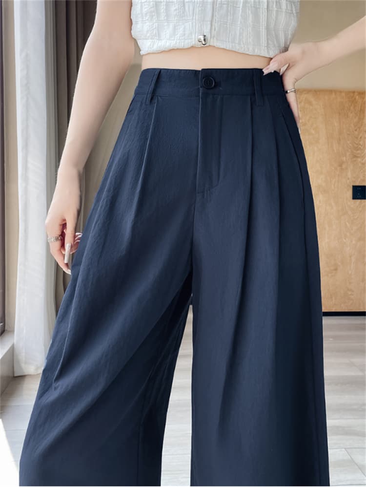編みレース付きゆったり白パンツ 2025新作 薄手九分丈