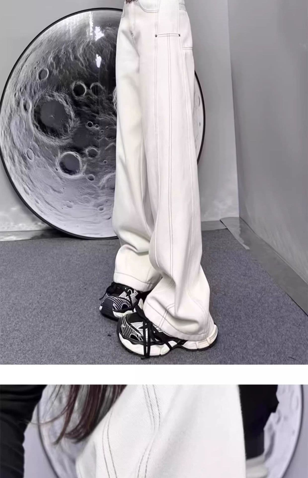 白パンツ ワイドレッグストレートパンツ