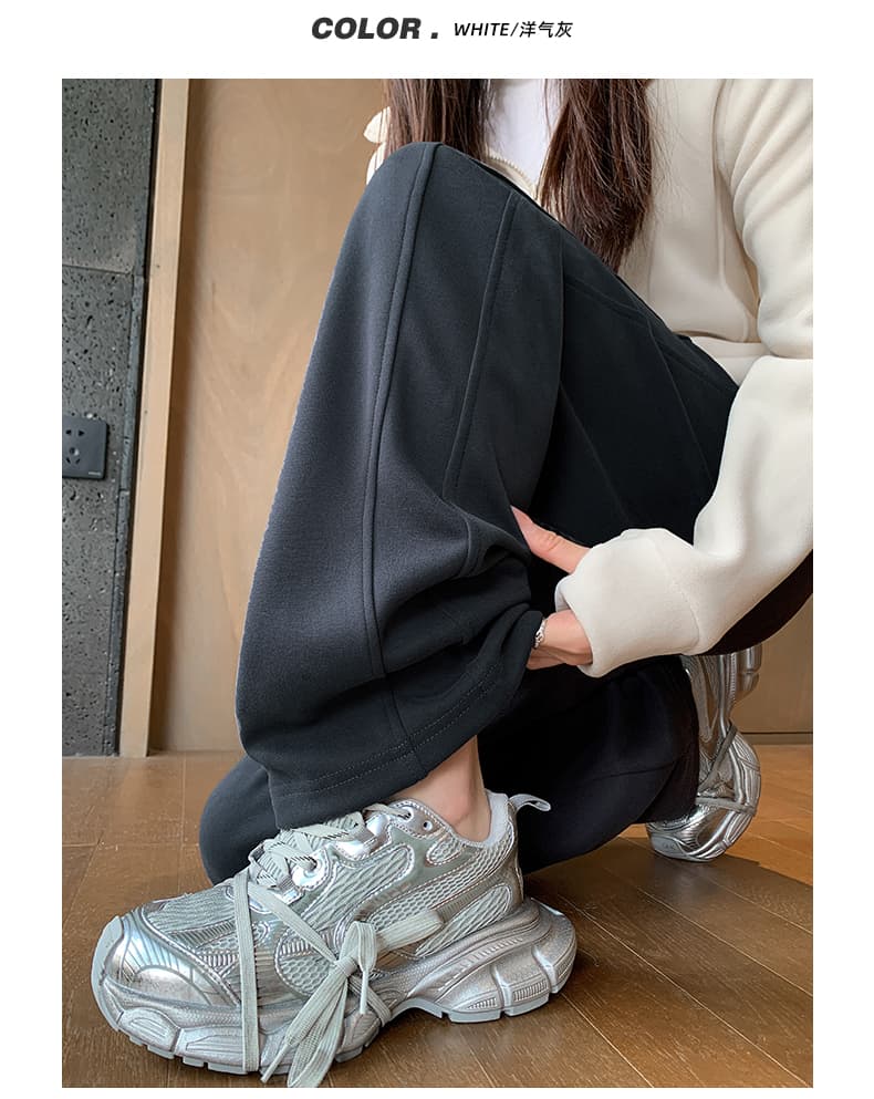 白パンツ もこもこ裏起毛ワイドパンツ