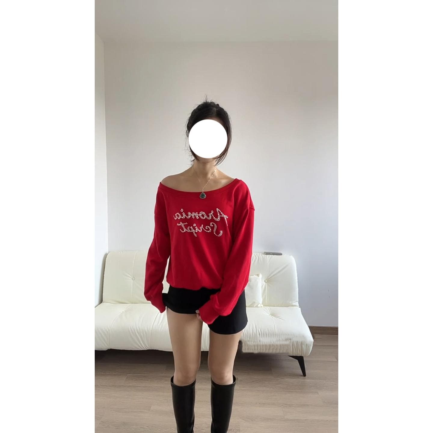 白パンツ シンプル ハイウエストショートパンツ