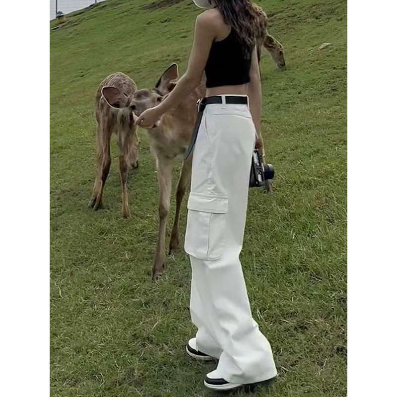 白パンツ カーゴワイドパンツ