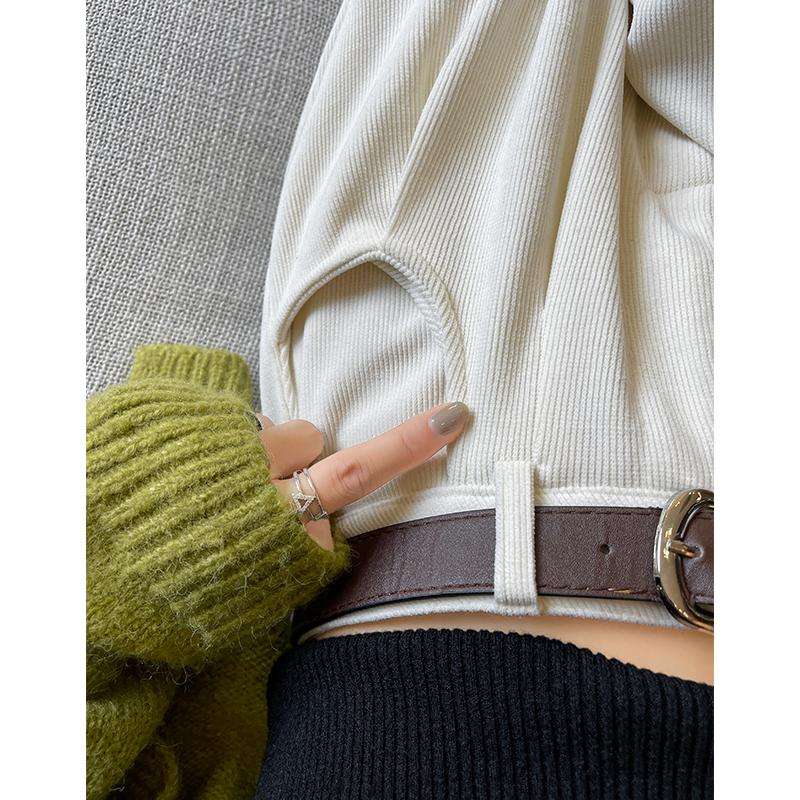 白パンツ コーデュロイワイドストレートパンツ