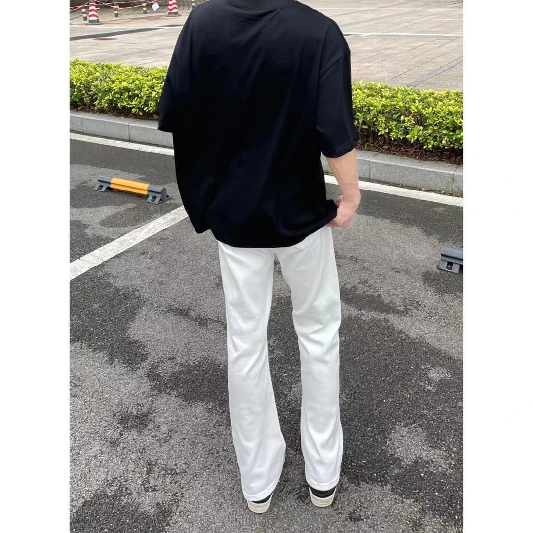 白パンツ ストレートデニムパンツ