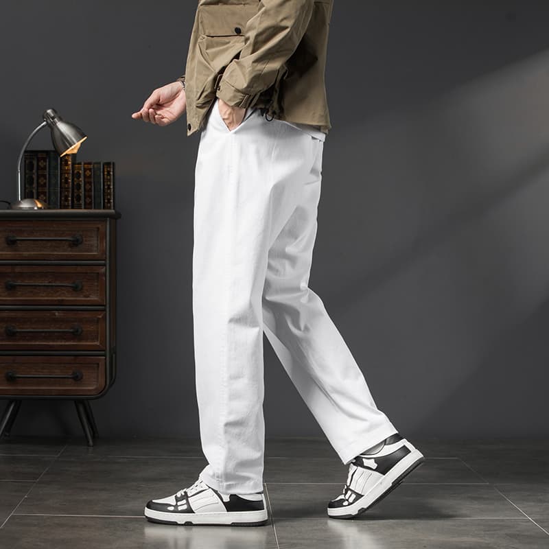白パンツ ゆったりワイドシルエット ストレートパンツ