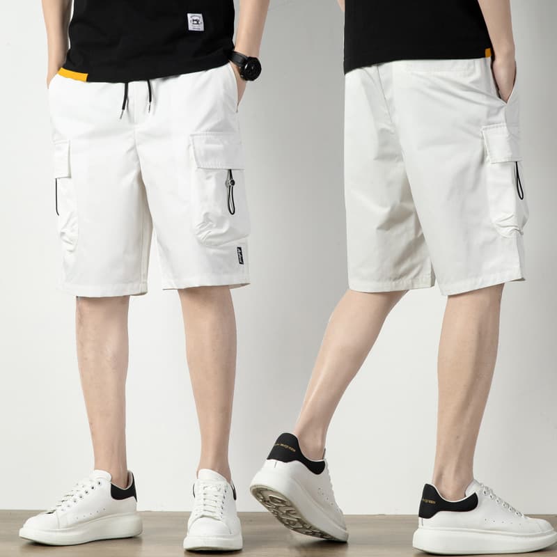 白パンツ 軽量ドローコードカーゴショーツ