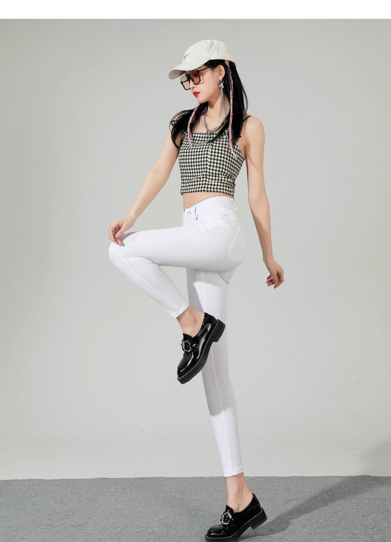 白パンツ すっきり美脚シルエットパンツ