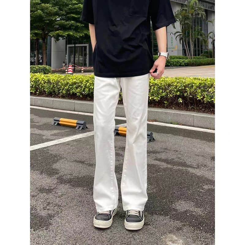 白パンツ ストレートデニムパンツ