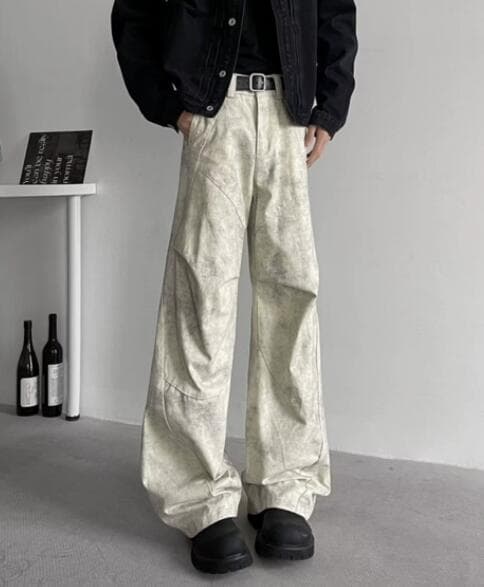 白パンツ メンズ ワイドパンツ ゆったり白系ボトムス