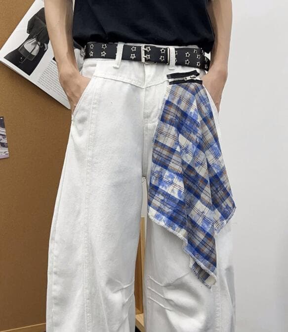 白パンツ メンズ ワイドデニム ゆったりストリート