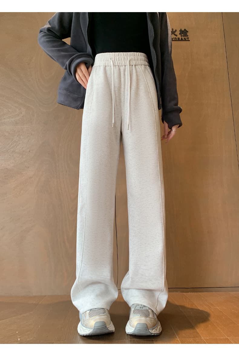 白パンツ もこもこ裏起毛ワイドパンツ